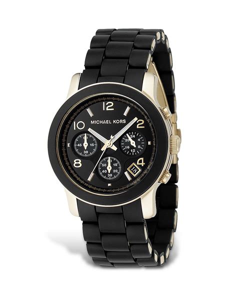 michael kors black rubber strap chronograph watch|Michael Kors slim runway black.